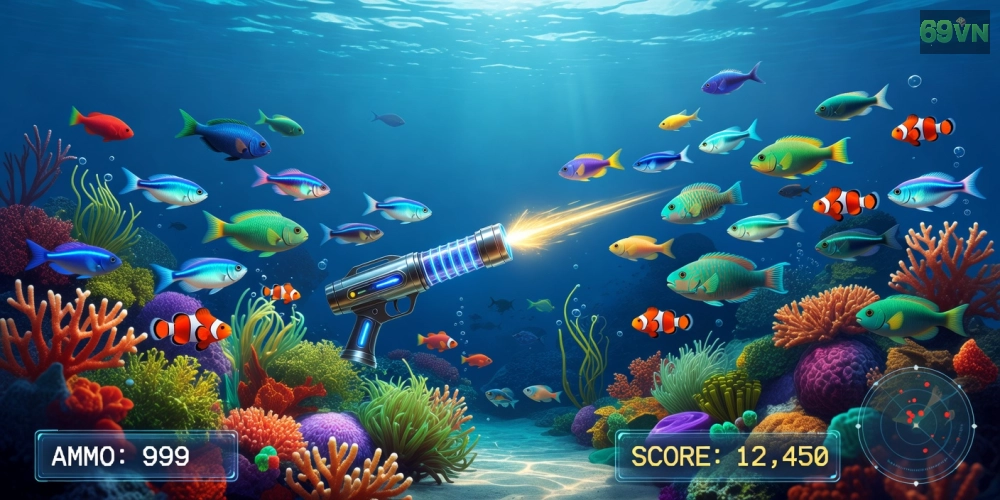 Khái niệm bắn cá online 69vn được minh họa qua giao diện game sống động và hấp dẫn