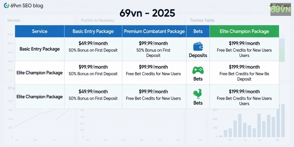 Bảng giá dịch vụ đá gà trực tuyến 69vn cập nhật mới nhất năm 2025