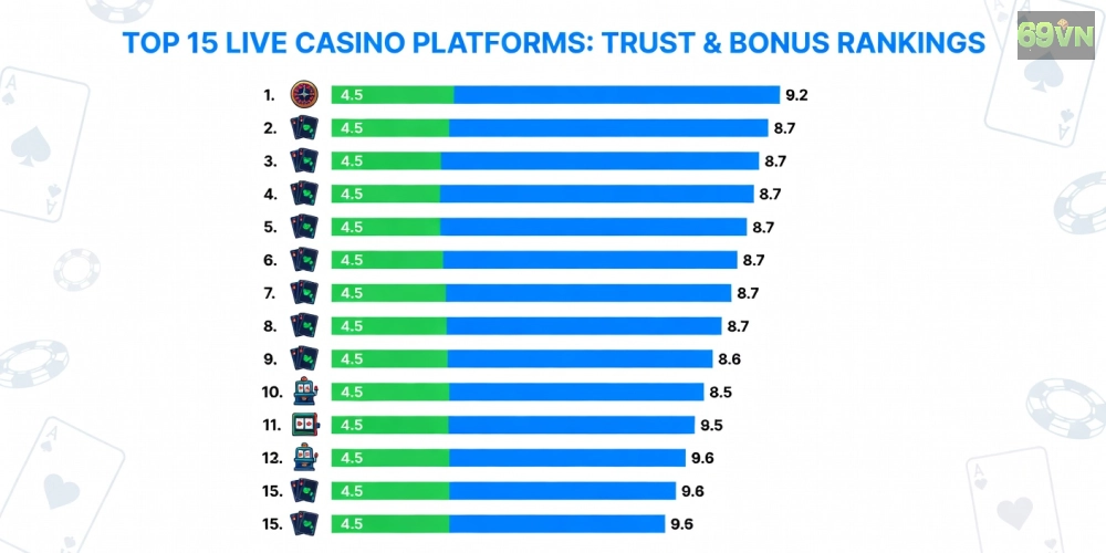 Top 15 casino live house 69vn uy tín với biểu đồ so sánh và đánh giá chi tiết