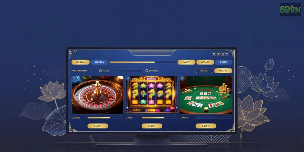 Hình ảnh minh họa nền tảng casino 69vn với giao diện hiện đại và trò chơi đa dạng