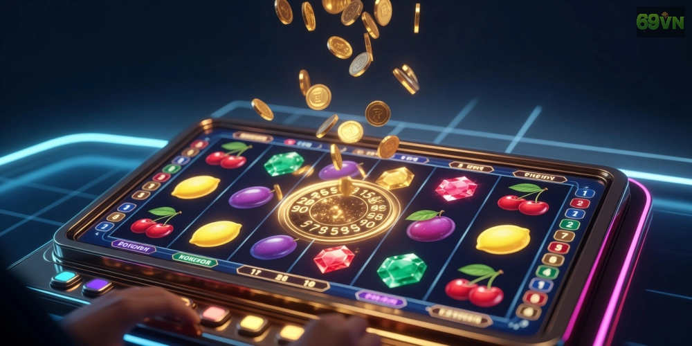 Khái niệm nổ hũ vip 69vn được minh họa qua giao diện game hiện đại và jackpot hấp dẫn