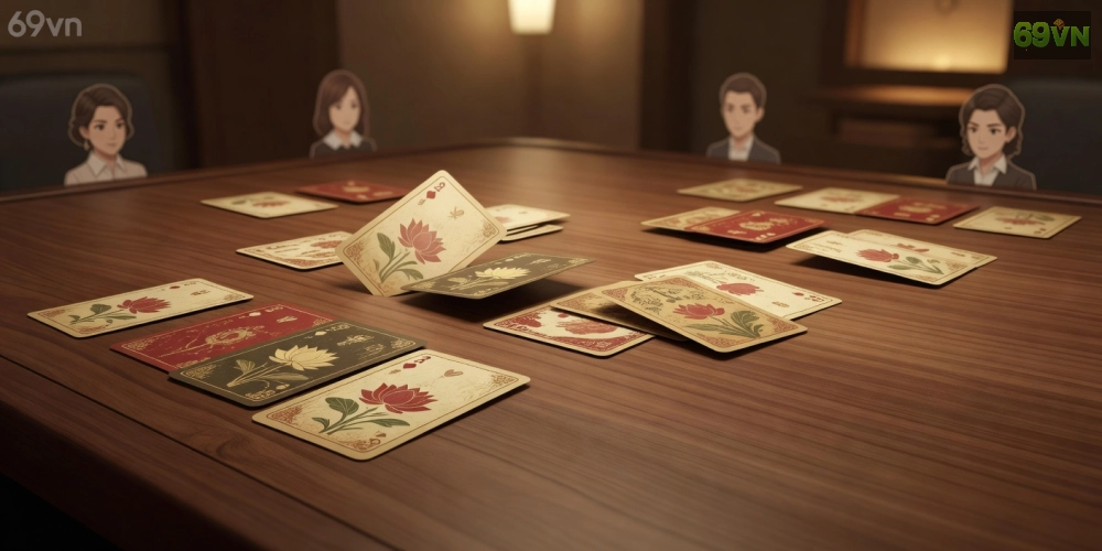 Hình ảnh trò chơi Phỏm hấp dẫn trên nền tảng game bài online 69vn với bàn chơi ảo